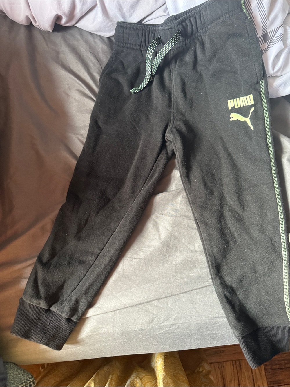 Puma Black Joggers with Neon Green Trim